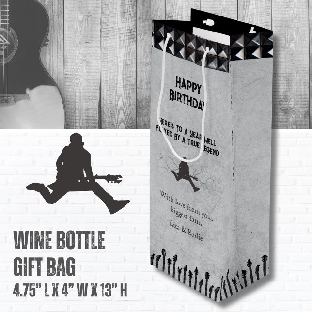 Unik Rockstjärna Gitarrist Grattis på födelsedagen (Give the gift of great music and wine with this Rockstar Birthday Wine Gift Bag)