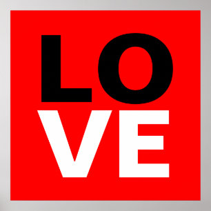 Unik röd bakgrund Kärlek Romantik Poster