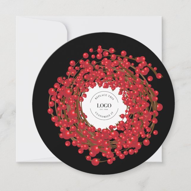 Unik rödbär, krans din Logotyp går hit med hål Julkort (Framsida)