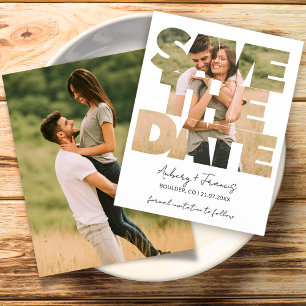 Unik Roligt Photo Save the Date Bröllopinbjudan Spara Datumet