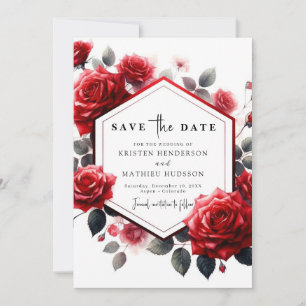 Unik Romantik Crimson Red Bröllop Spara Datumet