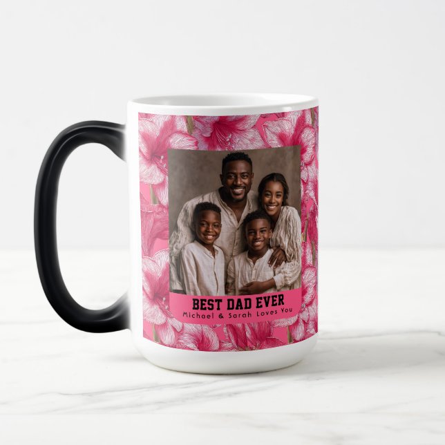 Unik Rosa Amaryllis Botanisk Farfar Pop Magisk Mugg (Vänster)