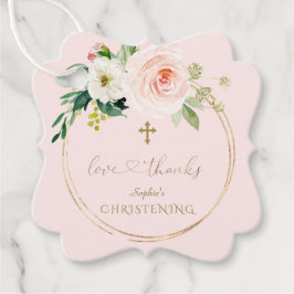 Unik Rosa Blommigt Guld Calligraphy Christening Gåvor Etiketter