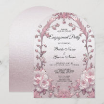 Unik rosa blomsterförlovningsinbjudan