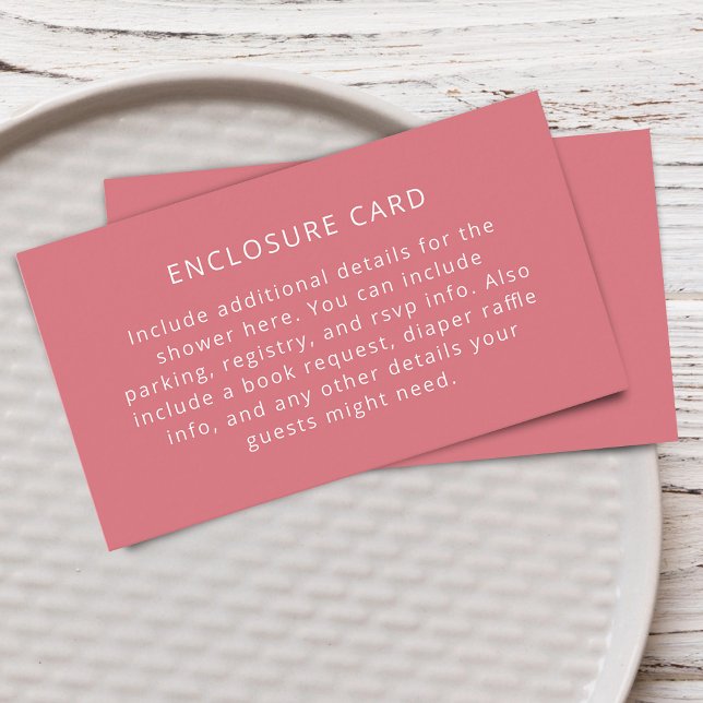 Unik Rosa - enkel babystölder Tilläggskort (Unique Pink Simple Baby Shower Enclosure Card)