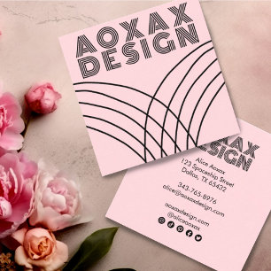 Unik Rosa för minimalistisk Linjer-Abstrakt Fyrkantigt Visitkort