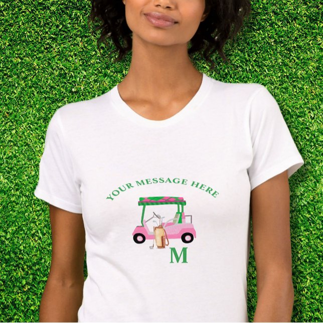 Unik Rosa Golf Cart Monogram Bella+Canvas T Shirt (Skapare uppladdad)
