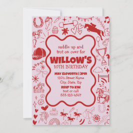 Unik Rosa Horse Girl Equestrian Birthday Inbjudningar