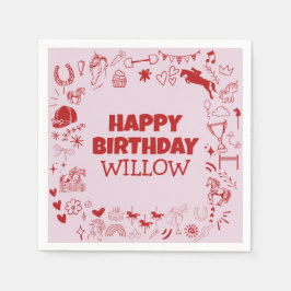 Unik Rosa Horse Girl Equestrian Pony Birthday Pappersservett