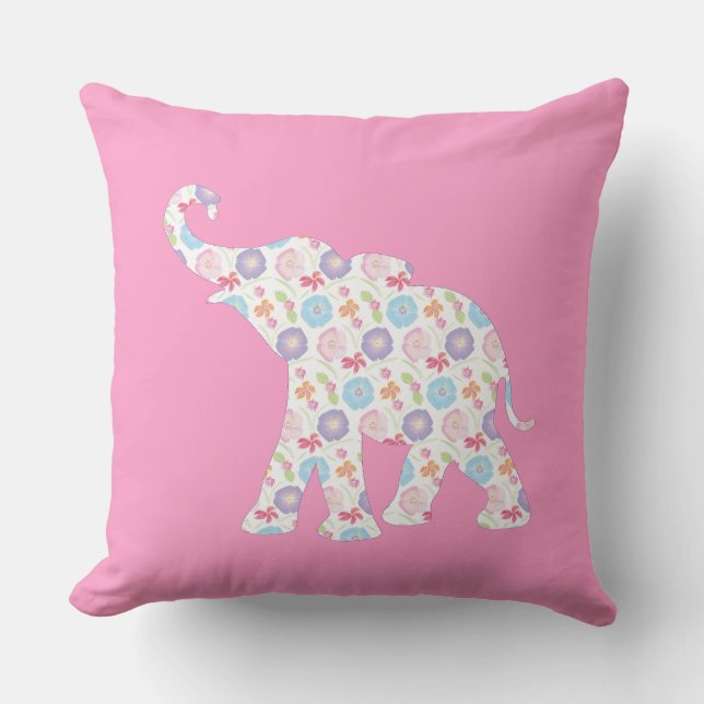Unik Rosa i Mönster-grafik med elefant Kudde (Framsida)