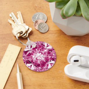 Unik rosa lila diamant anpassat namn modern nyckelring
