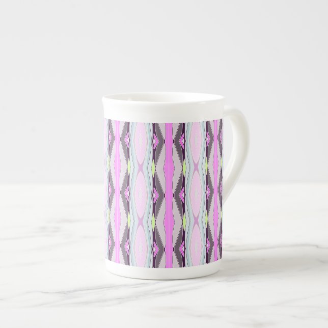 Unik Rosa Mönster Benporslin Mugg (Framsida höger)