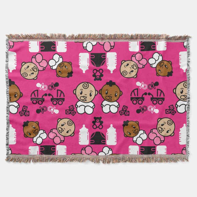 Unik Rosa Nyfödd bebis Gift Filt (Framsidan)