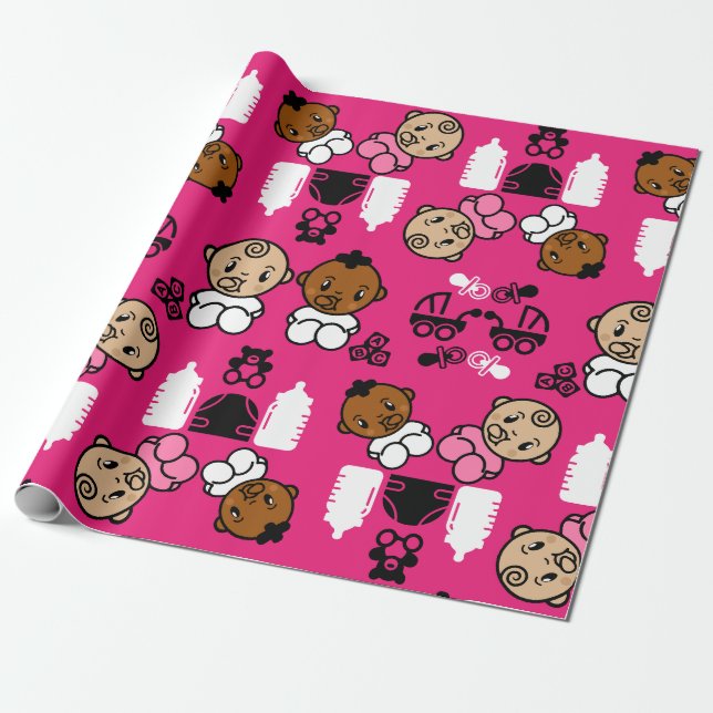 Unik Rosa Nyfödd bebis Gift Presentpapper (Utrullad)