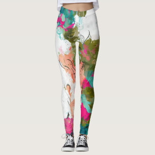 Unik rosa och akvarieproduktion av abstrakt leggings