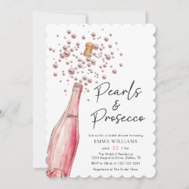 Unik Rosa Pearls och Prosecco-Möhippa Inbjudningar