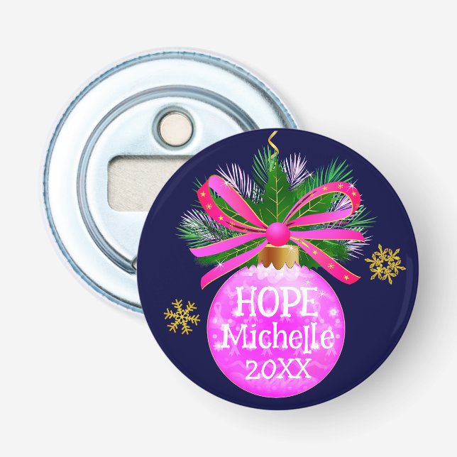 Unik Rosa Ribbon Bauble Flasköppnare (Framsidan)