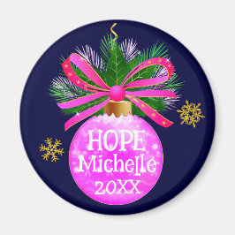Unik Rosa Ribbon Bauble Magnet