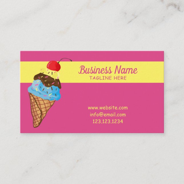 Unik Rosa Sprinkles Cherry Ice Cream Cone Visitkort (Framsida)