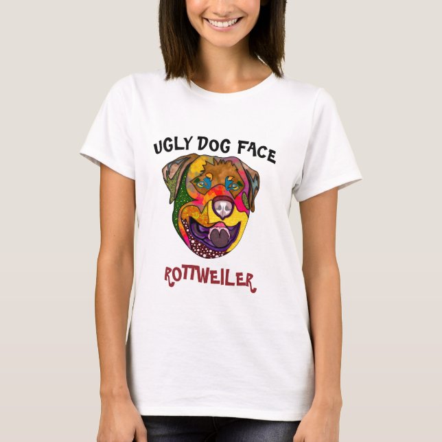 Unik Rottweiler ful hund ansikte T-Shirt (Framsida)