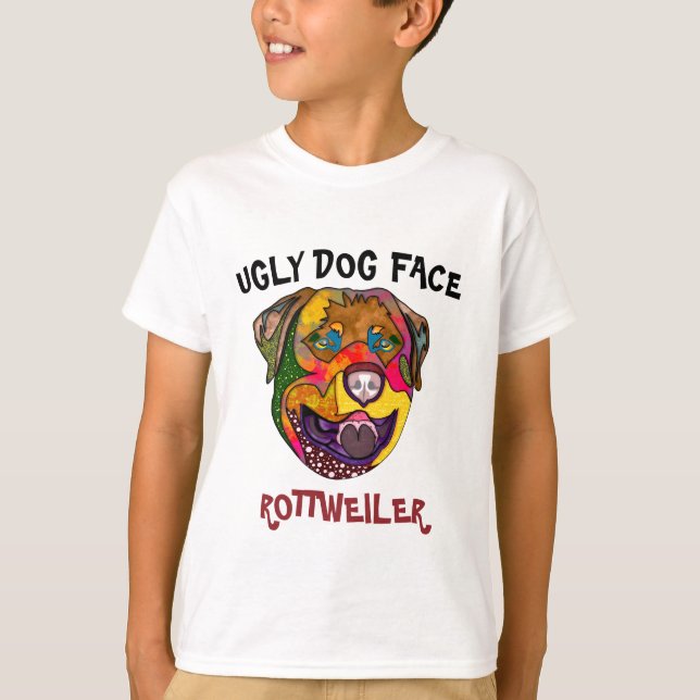 Unik Rottweiler ful hund ansikte T-Shirt (Framsida)