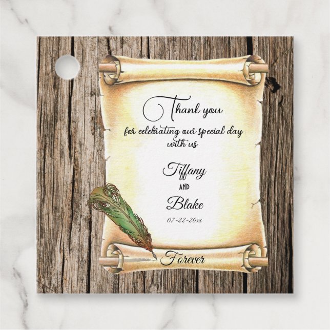 Unik Rulla och luddpenna Bröllop Gåvor Etiketter (Framsida)