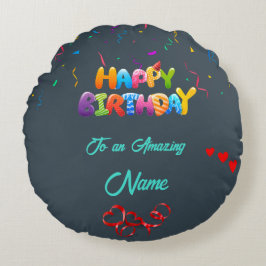 Unik runda fyllnadsgåva för födelsemagar rund kudde