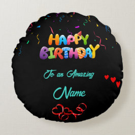 Unik runda fyllnadsgåva för födelsemagar rund kudde