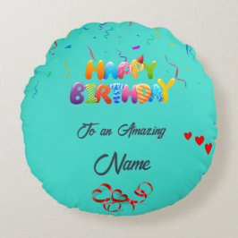 Unik runda fyllnadsgåva för födelsemagar rund kudde