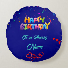 Unik runda fyllnadsgåva för födelsemagar rund kudde