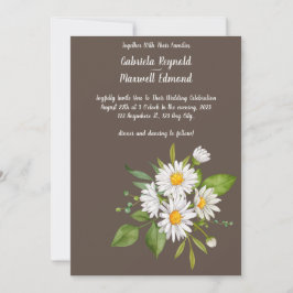 Unik Rustic Blommigt White Daisy Bröllop Inbjudningar