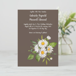 Unik Rustic Blommigt White Daisy Bröllop Inbjudningar