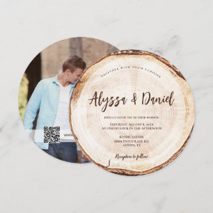 Unik Rustic Bröllop med foto Inbjudningar