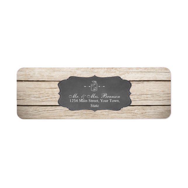 Unik Rustic Mason Burk Bröllop/Möhippa Returadress Etikett (Framsidan)
