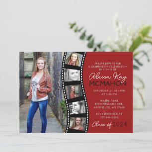 Unik Rustic Red Filmremsa 6 Photo Studenten Inbjudningar