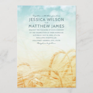 Unik Rustic Wheat Vintage Land Sommar Bröllop Inbjudningar