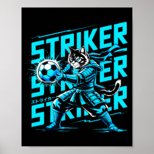 Unik Samuraj Katt För Fotbollsfans Kattälskare T T Poster