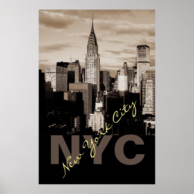 Unik Sepia New York City Poster (Framsidan)