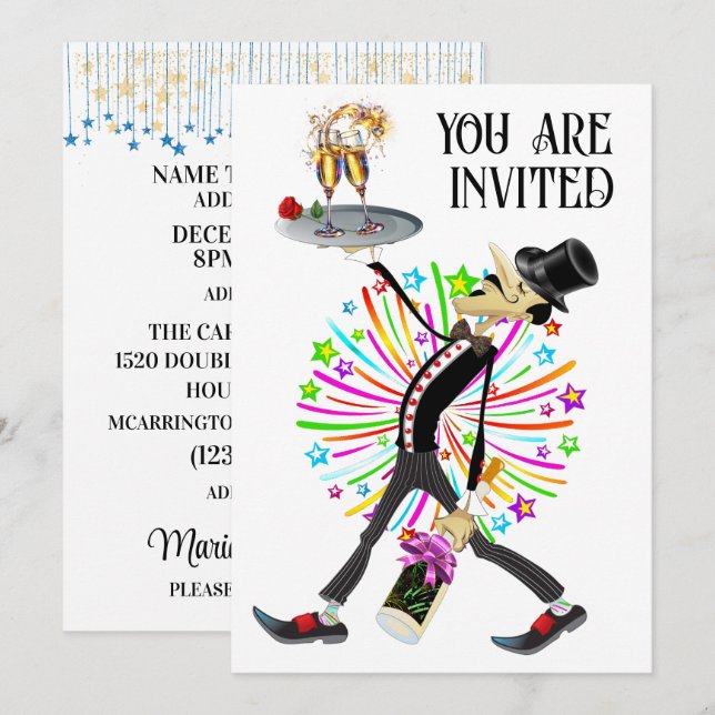 Unik Servitör för insamling Inbjudningar (Fram/baksida)