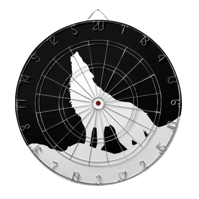 Unik Silhouette-Varg för svartvit popup-teknik Darttavla (Framsidan)