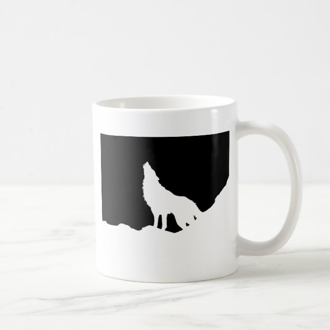 Unik Silhouette-Varg för svartvit popup-teknik Kaffemugg (Höger)