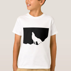 Unik Silhouette-Varg för svartvit popup-teknik T Shirt