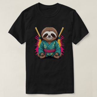 Unik Sloth Samurai-Roligt och Quirky Animal Warrio T Shirt