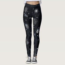 Unik Snöflingor och Wintry på svart Leggings