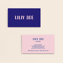 Unik Snyggt Blue &  Rosa Typografi Visitkort
