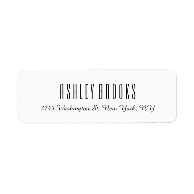 Unik snyggt Modern White PlaElegant Returadress Etikett (Framsidan)