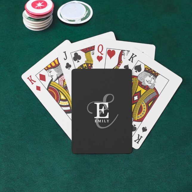 Unik Snyggt Namn och Monogram Typografi svart Casinokort (Skapare uppladdad)