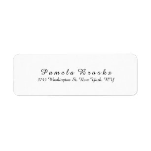 Unik snyggt Script Modern White Plain Elegant Returadress Etikett