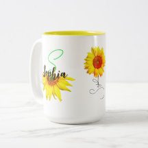 Unik solroskaffe Mugg (Namn, Monogram gift)