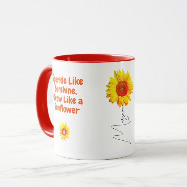 Unik solroskaffekopp present till henne (namn) mugg (Framsida vänster)